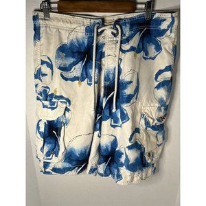 Men's Hollister‎ Swim Trunks. Y2K. White and Blue. Size Medium.
